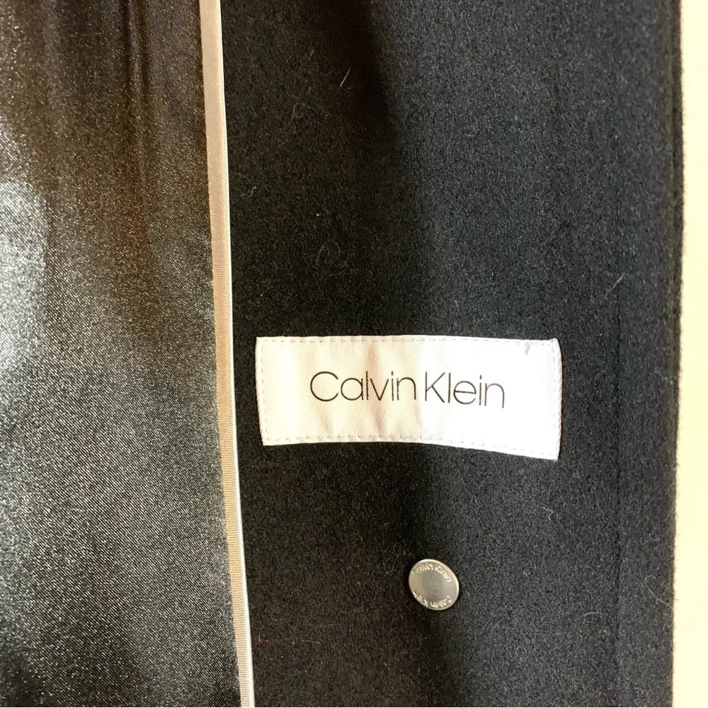 Calvin Klein Black Wool Blend Pea Coat - Picture 9 of 16